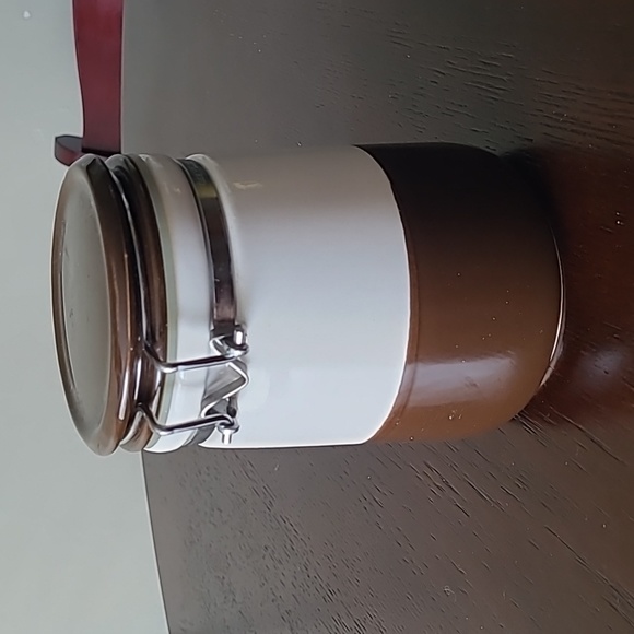 Bee House apothecary canister brown white excellent stash jar container holder ! - Picture 3 of 10
